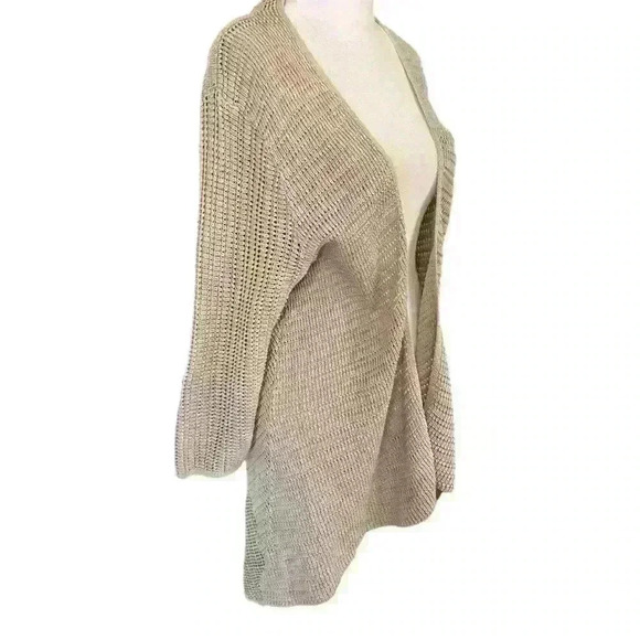 Altar’d State Open Crocheted Cardigan Size L Tan Boho Lightweight Hippie Flowy - Picture 6 of 12